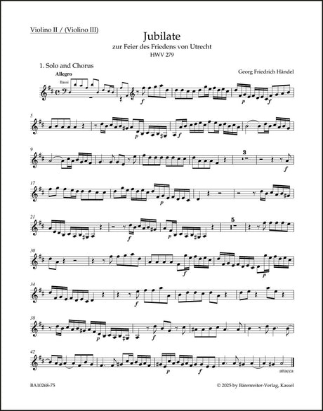 Handel: Jubilate zur Feier des Friedens von Utrecht, HWV 279