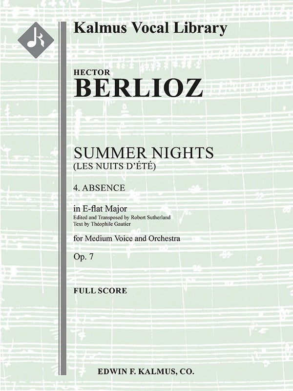 Berlioz: Absence, Op. 7, No. 4 (transposed in E-flat Major)