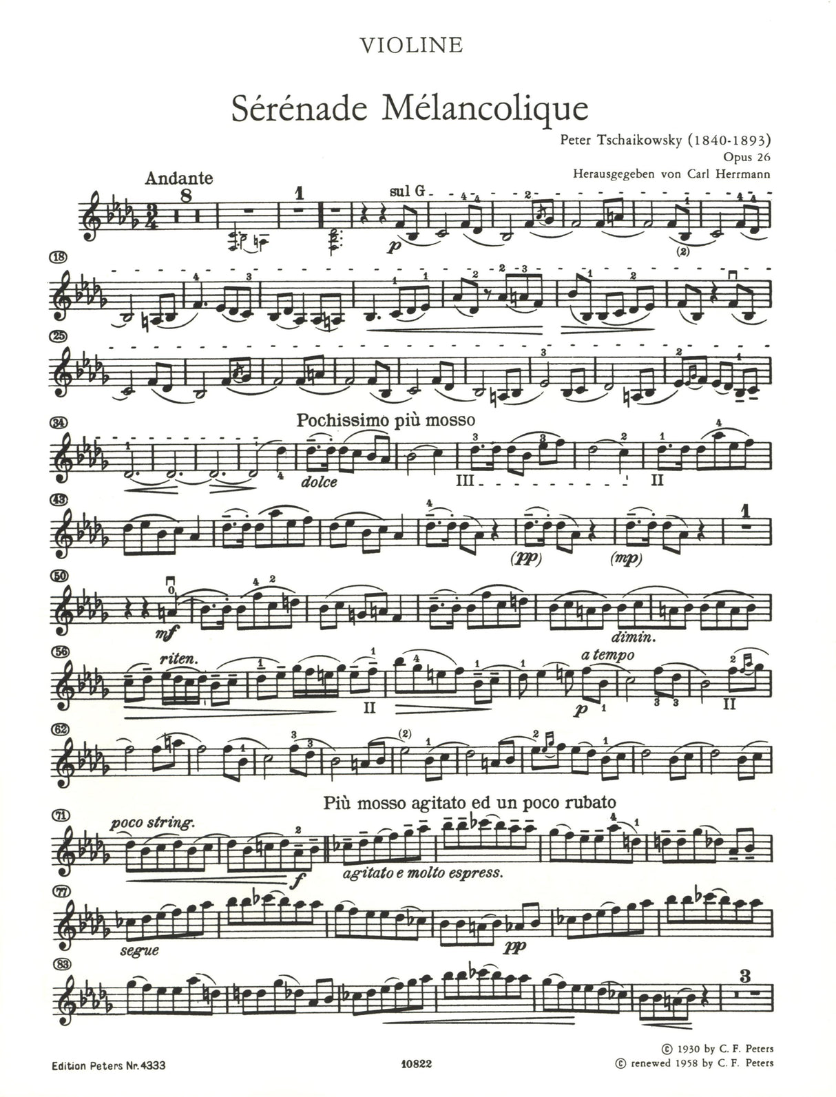 Tchaikovsky: Sérénade mélancolique, Op. 26