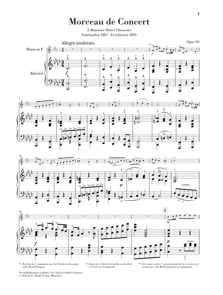 Saint-Saëns: Morceau de Concert, Op. 94 – Ficks Music
