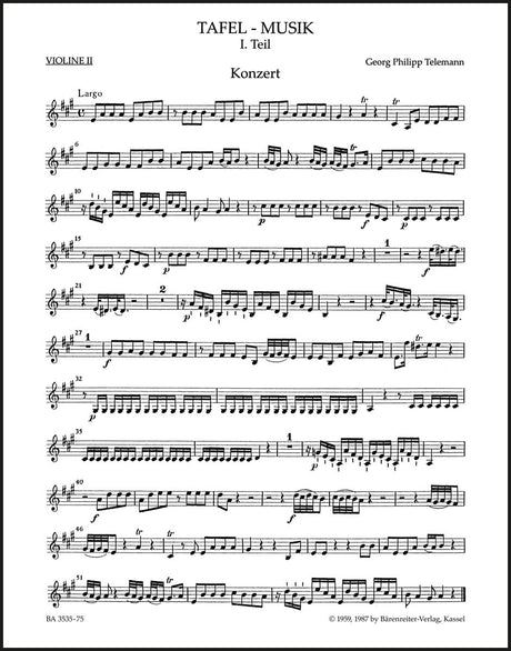 Telemann: Concerto for Flute, Violin, Cello, Strings and Basso continuo in A Major, TWV 53:A2