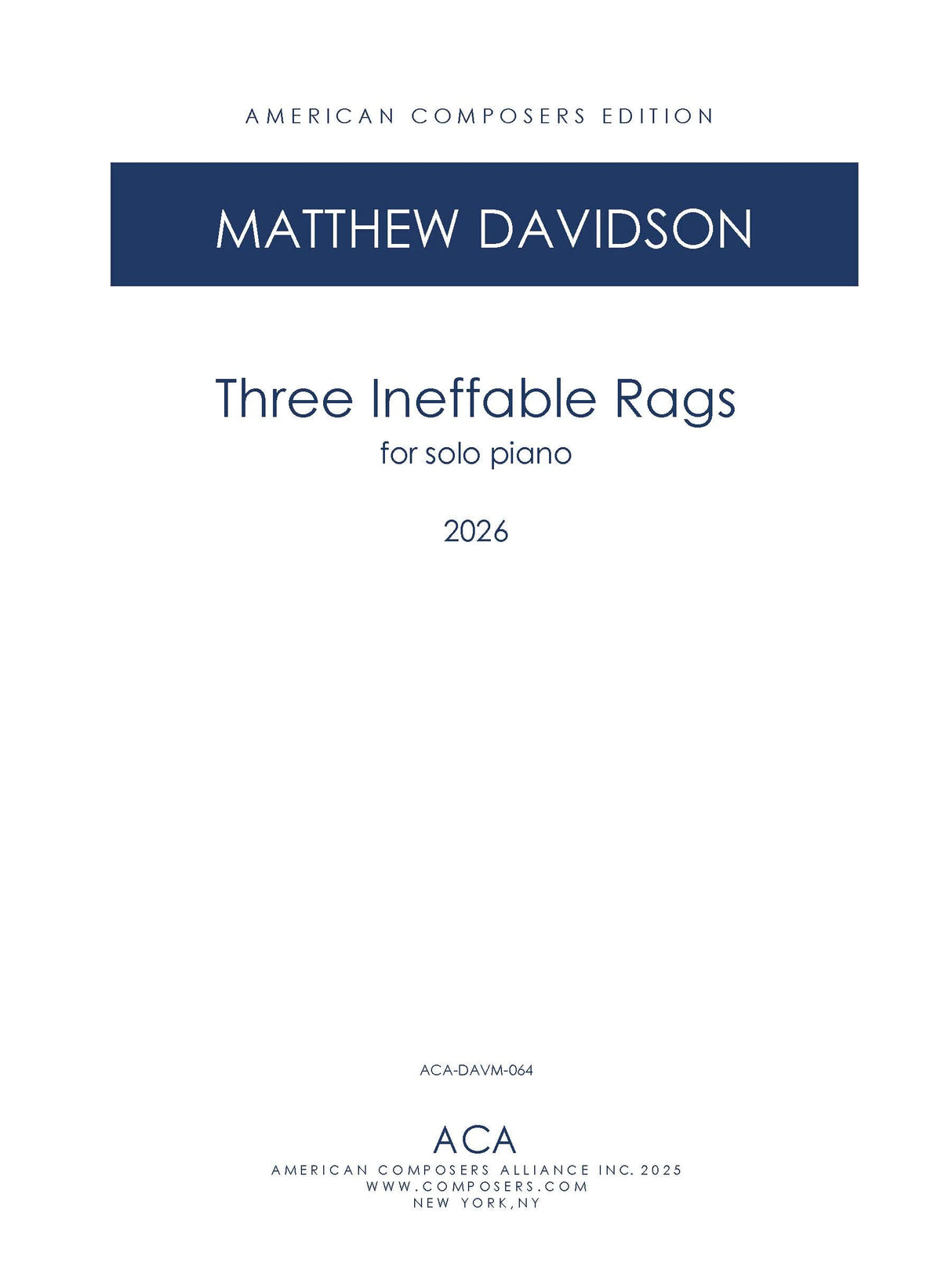 Davidson: 3 Ineffable Rags