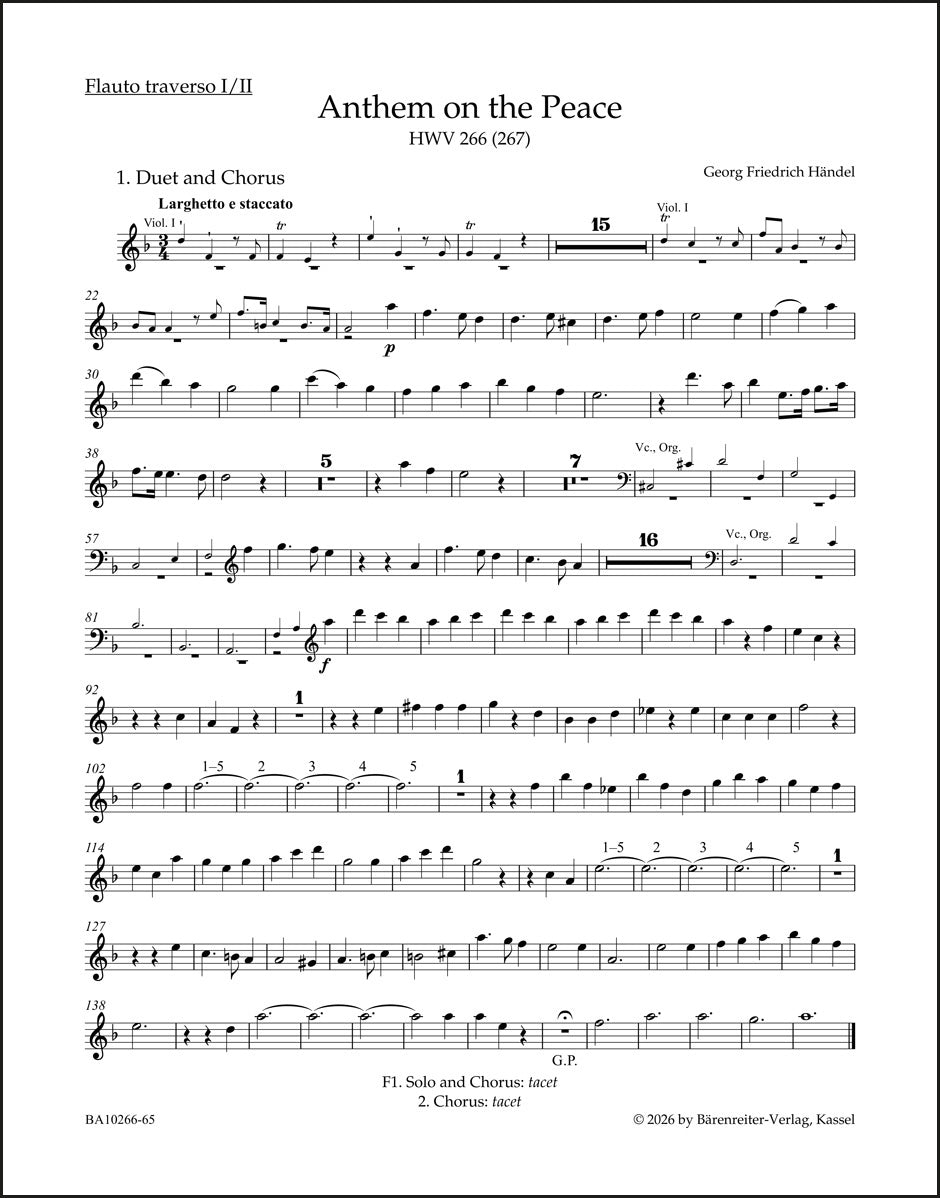 Handel: Anthem on the Peace, HWV 266 (267) – Ficks Music