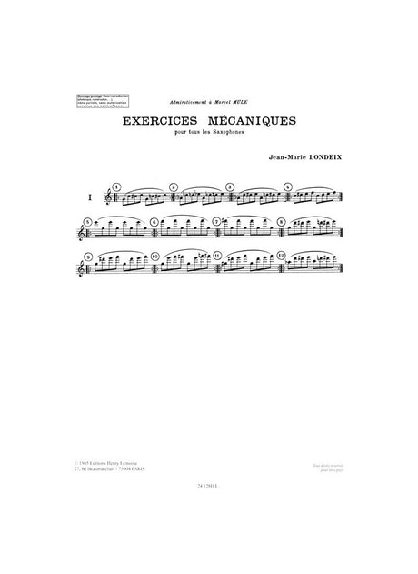 Londeix: Exercices mécaniques - Volume 3
