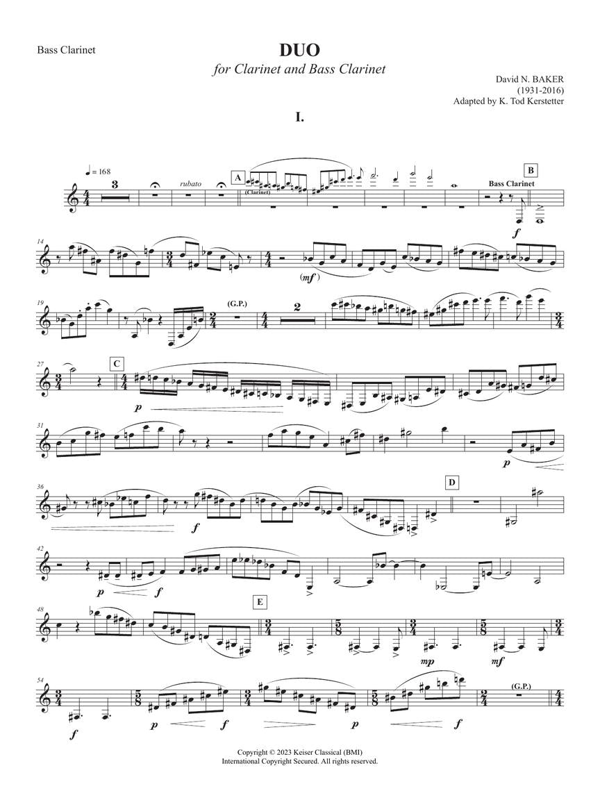 Baker: Duo for Clarinet and Bass Clarinet