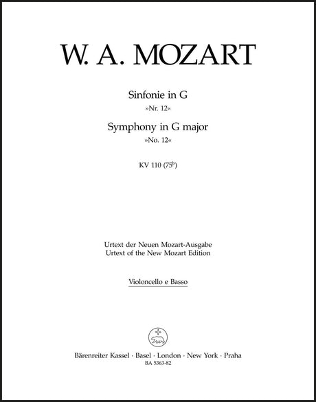 Mozart: Symphony No. 12 in G Major, K. 110 (75b)