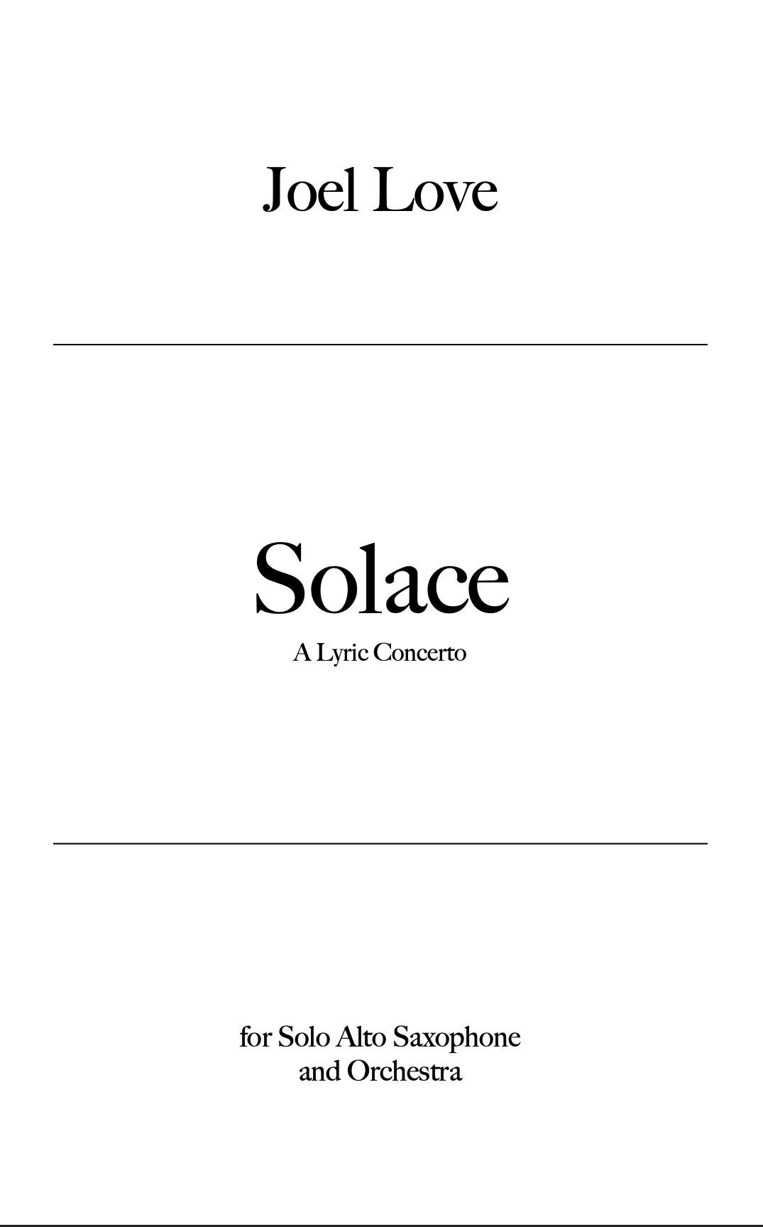 Love: Solace (Version for Alto Sax & Orchestra)