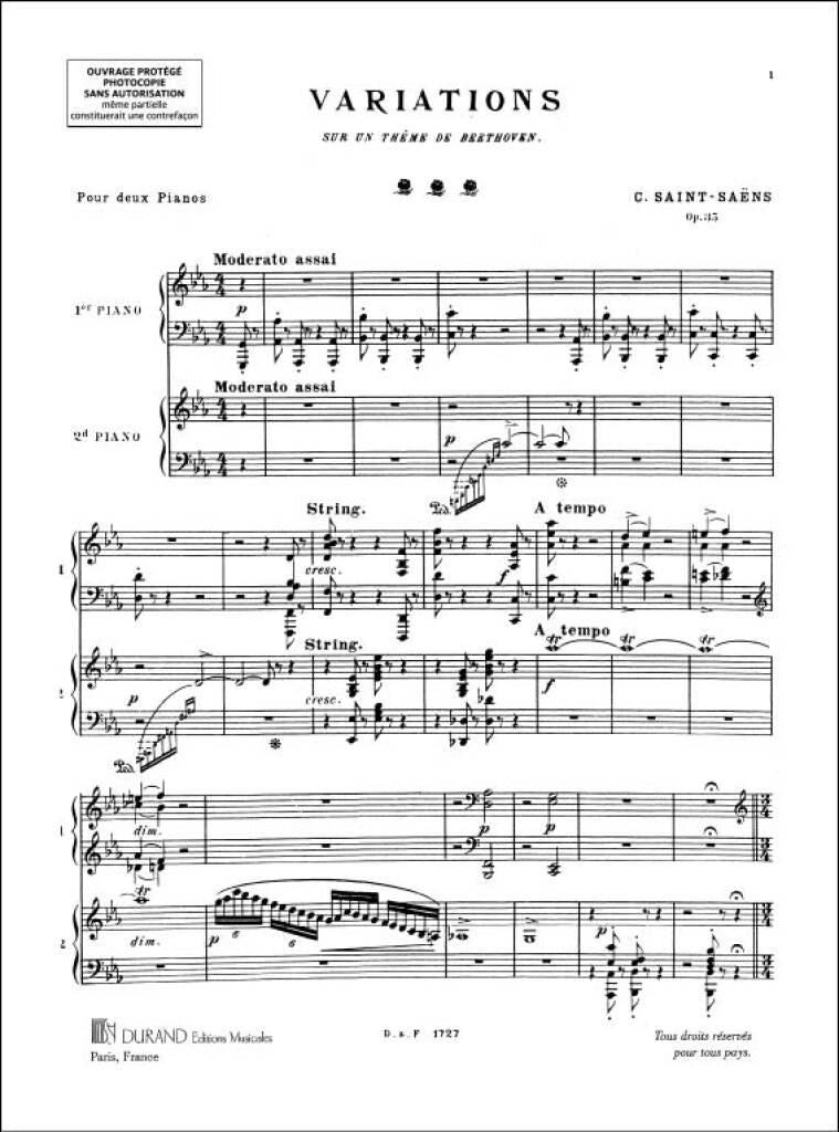Saint-Saëns: Variations on a Theme of Beethoven, Op. 35