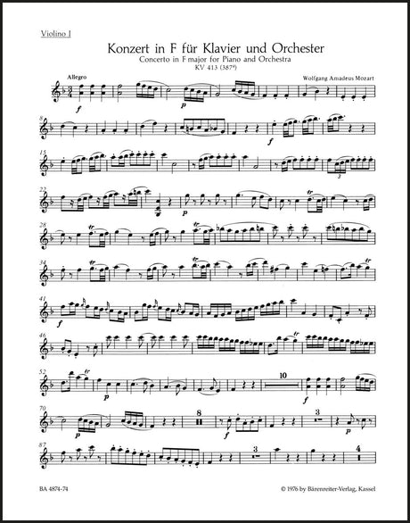 Mozart: Piano Concerto No. 11 in F Major, K. 413 (387a)