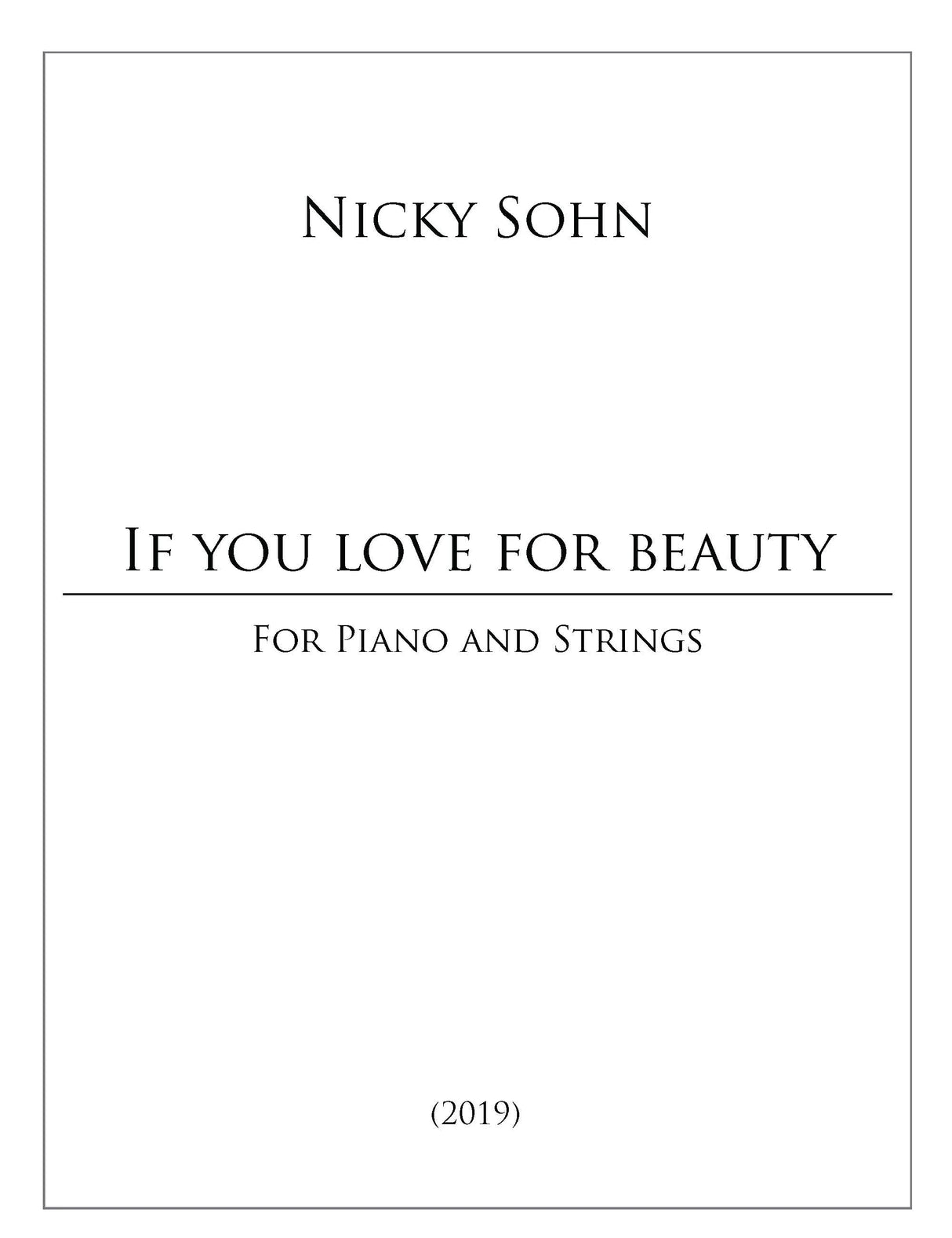 Sohn: If you love for beauty