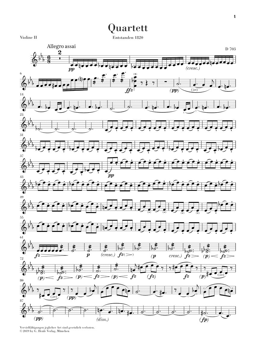 Schubert: String Quartet in C Minor, D 703