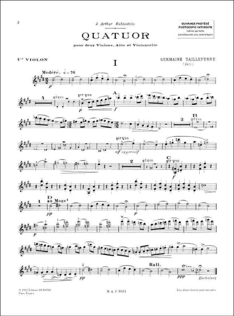 Tailleferre: Quatuor à Cordes