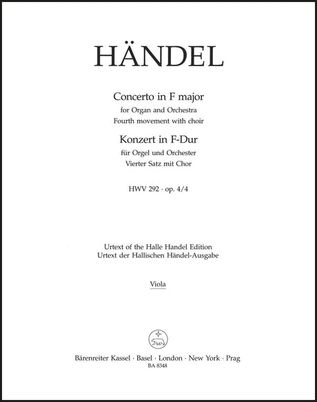 Handel: Organ Concerto, HWV 292, Op. 4, No. 4
