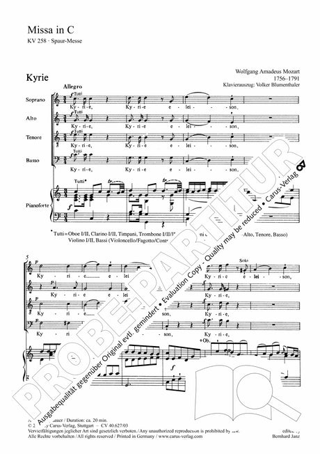 Mozart: Missa in C Major, K. 258