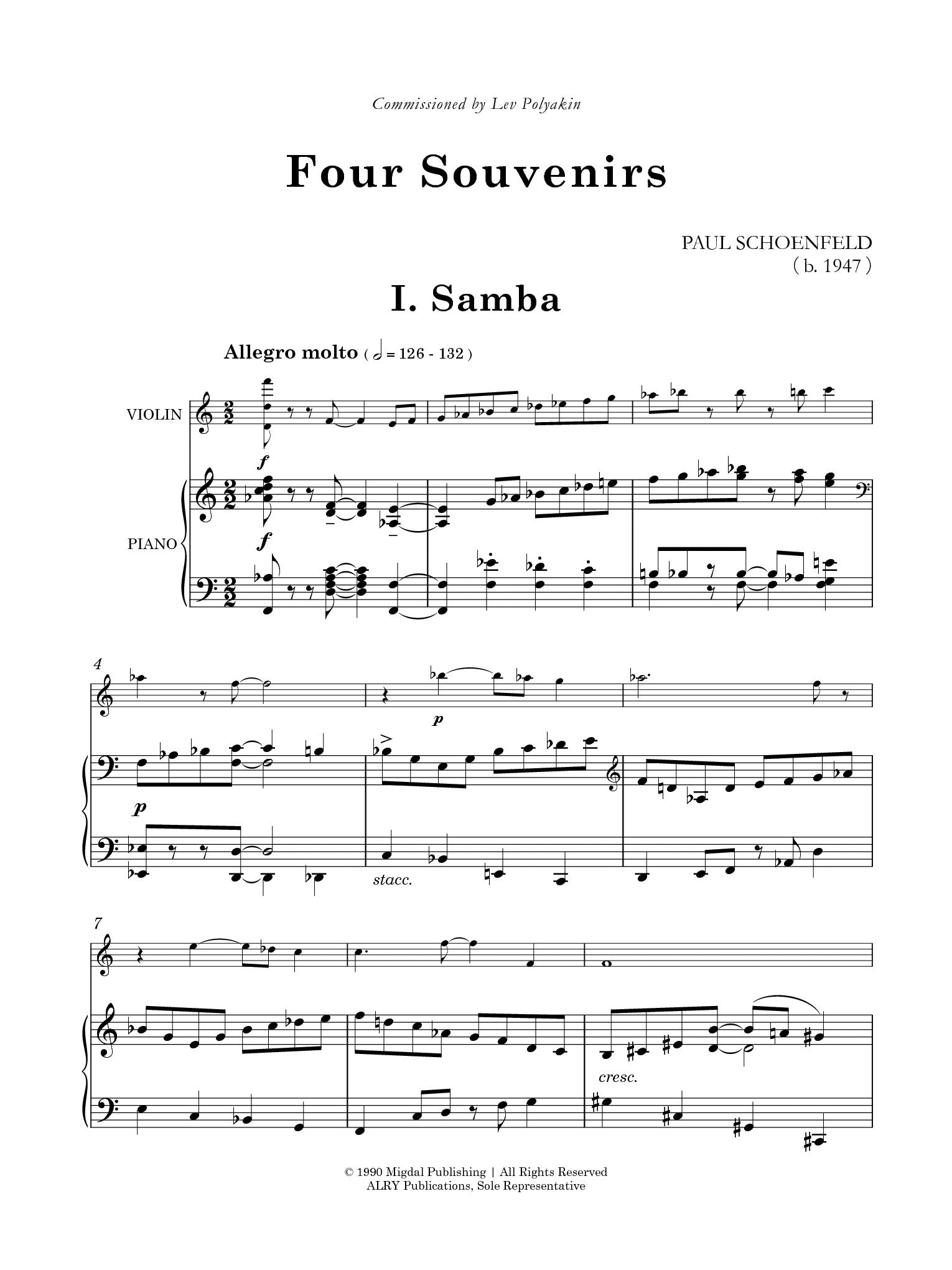 Schoenfeld: 4 Souvenirs – Ficks Music