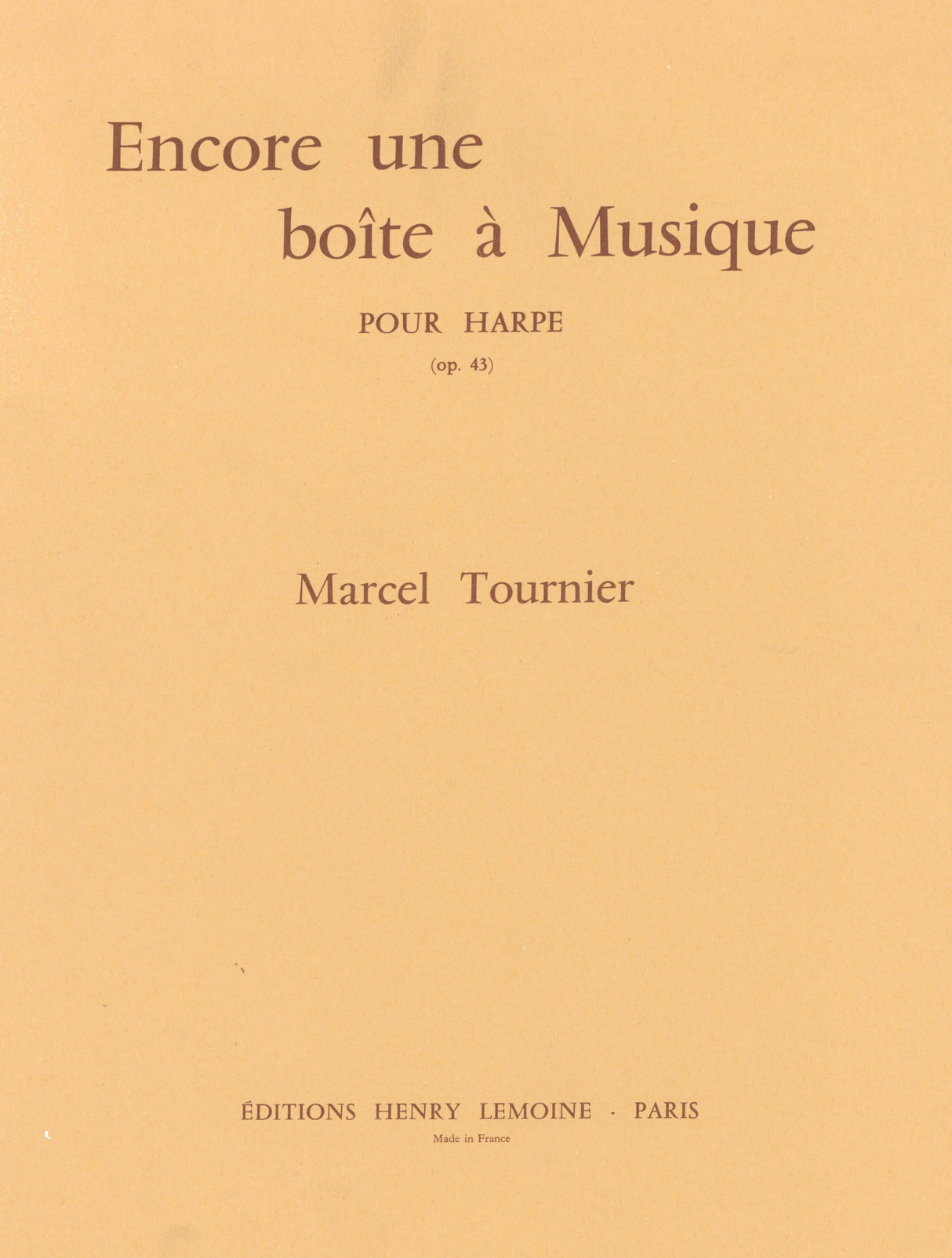 Tournier: Encore une boîte à Musique, Op. 43