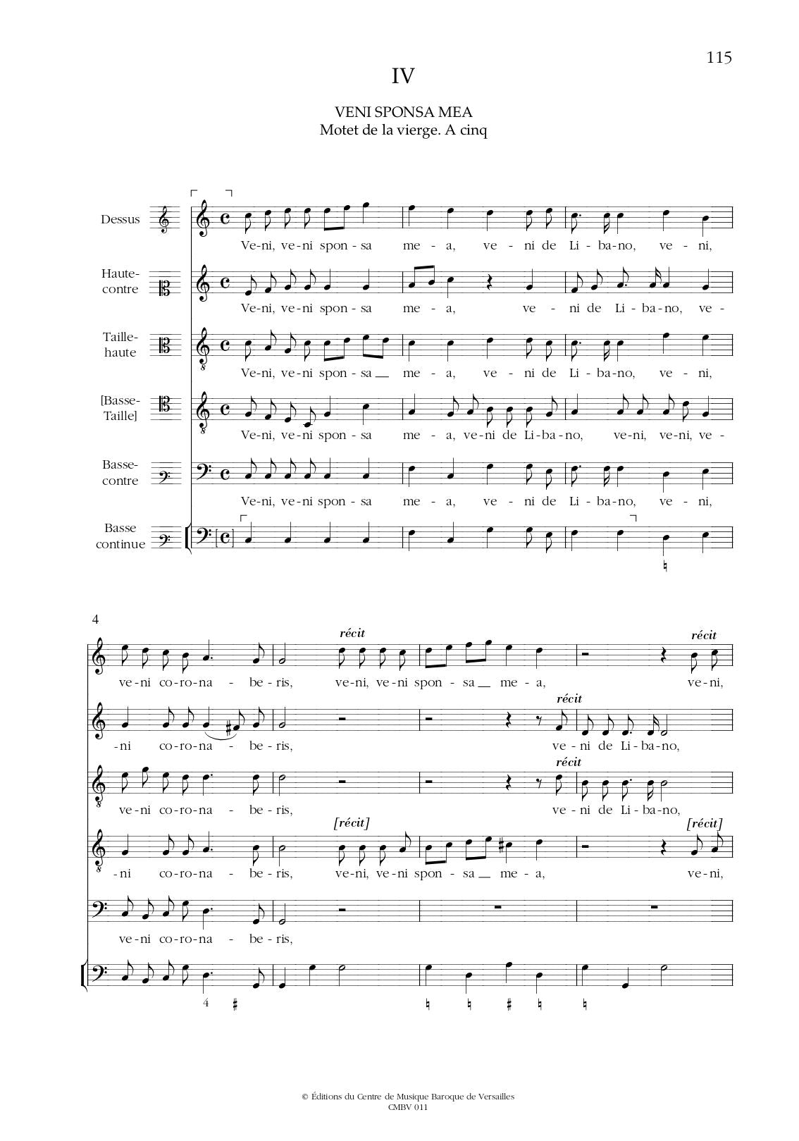 Moulinié: Veni sponsa mea