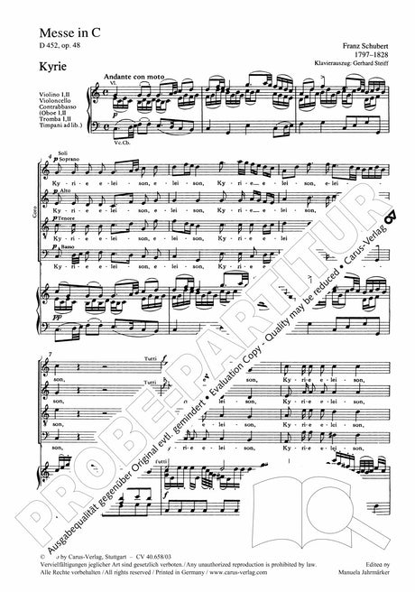 Schubert: Mass in C Major, D 452, Op. 48