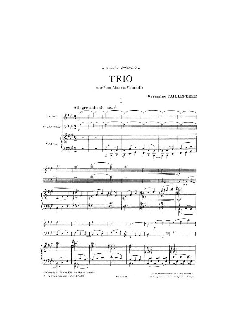Tailleferre: Piano Trio