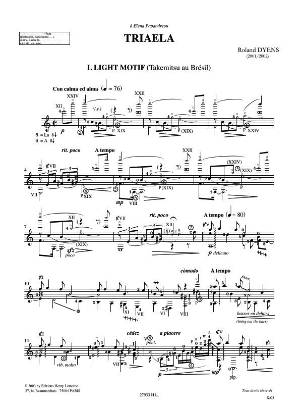 Sheet music composed by Roland Dyens (1955-2016) – Ficks Music