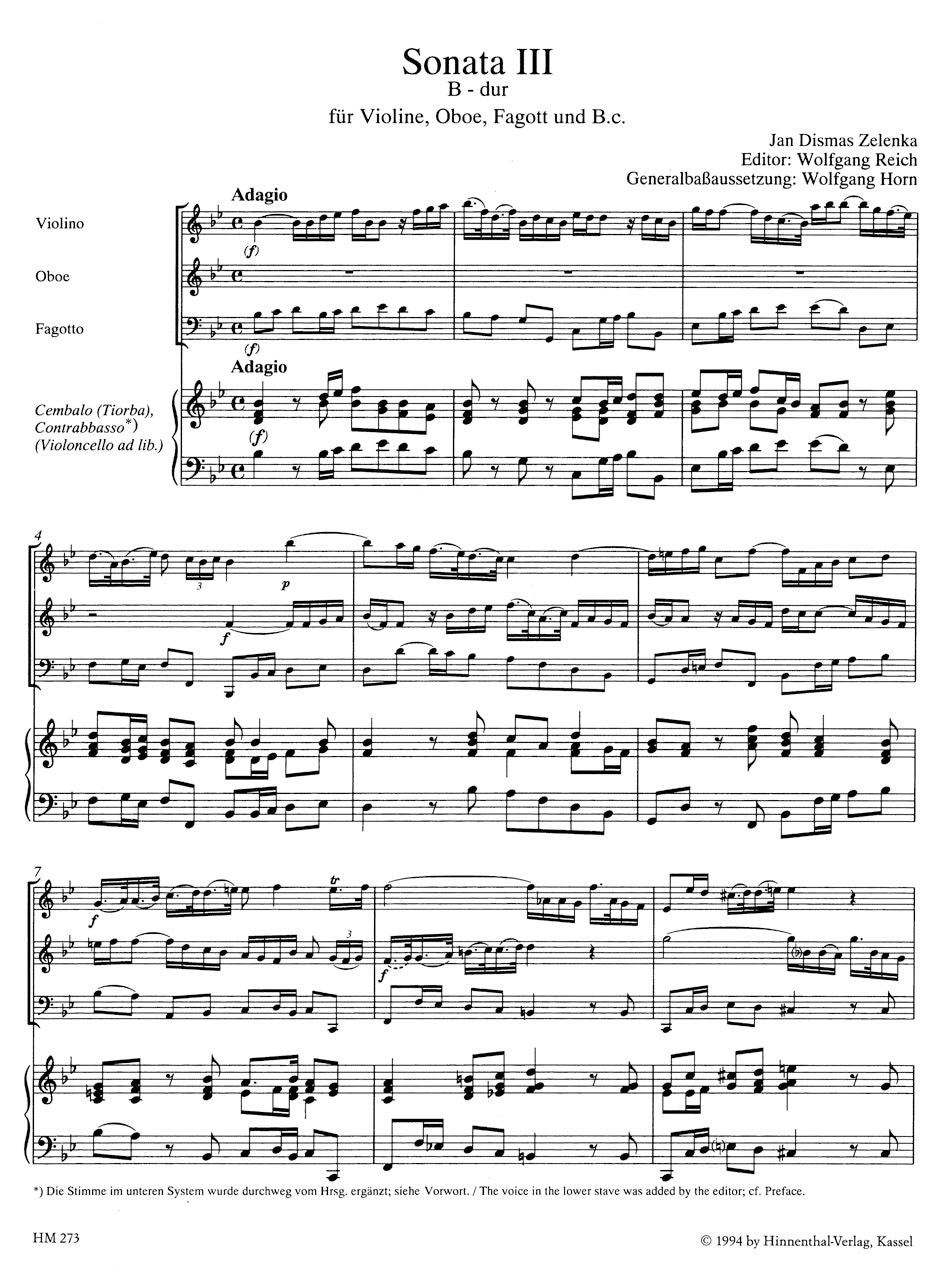 Zelenka: Sonata No. 3 in B-flat Major, ZWV 181, No. 3 – Ficks Music