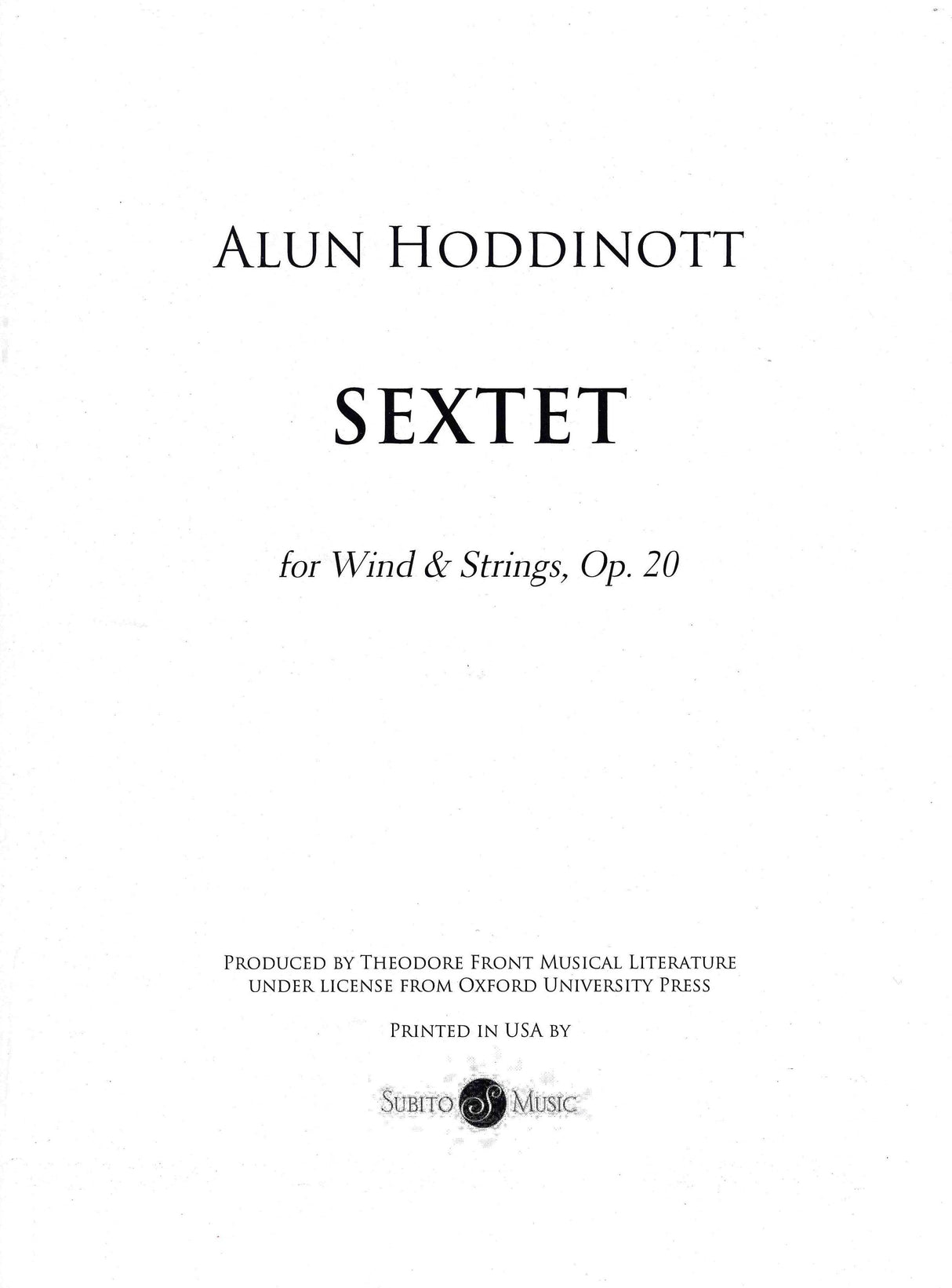 Hoddinott: Sextet, Op. 20