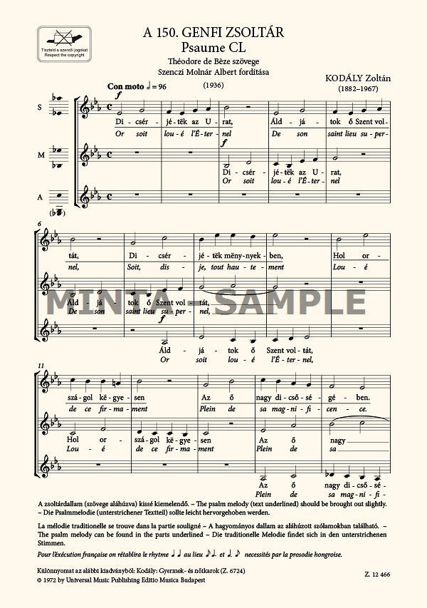 Kodály: Geneva Psalm 150