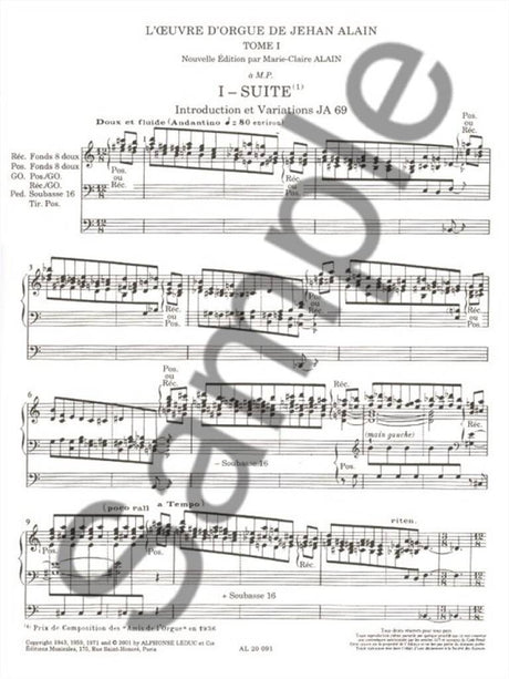Alain: L'oeuvre D'orgue - Tome 1