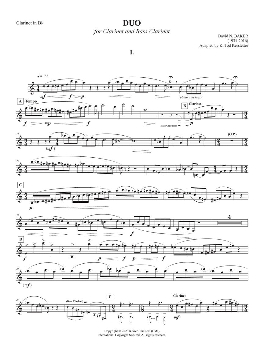 Baker: Duo for Clarinet and Bass Clarinet