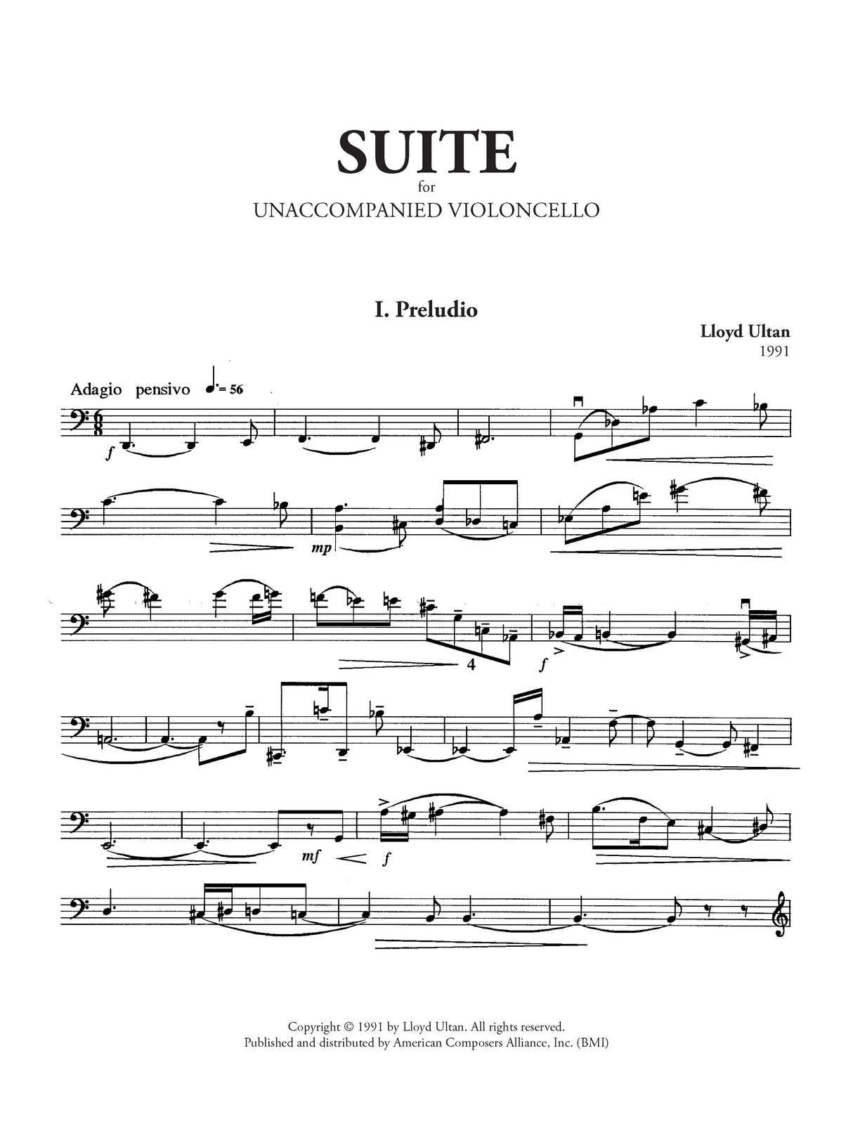 Ultan: Suite for Unaccompanied Cello