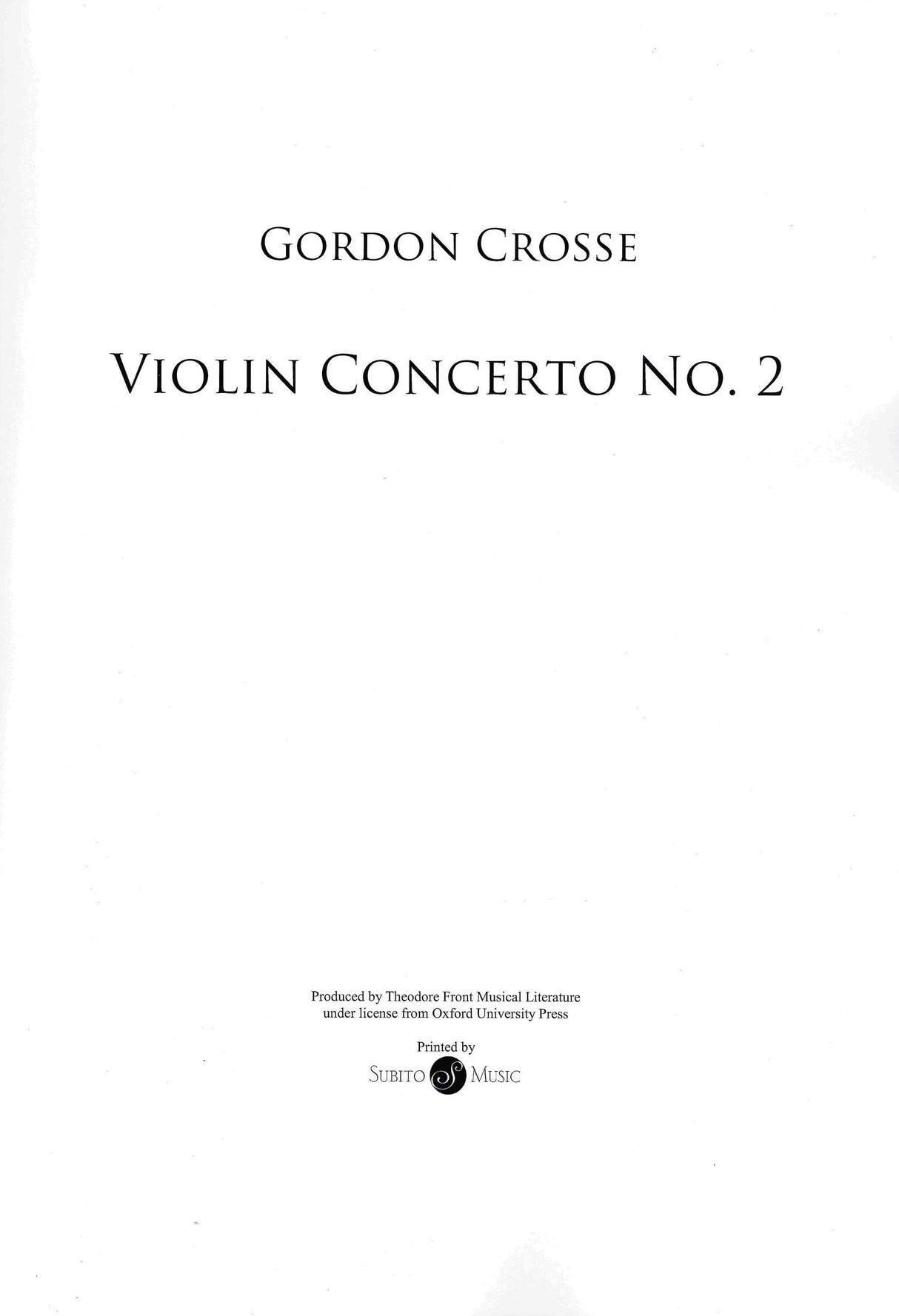 Crosse: Violin Concerto No. 2, Op. 26