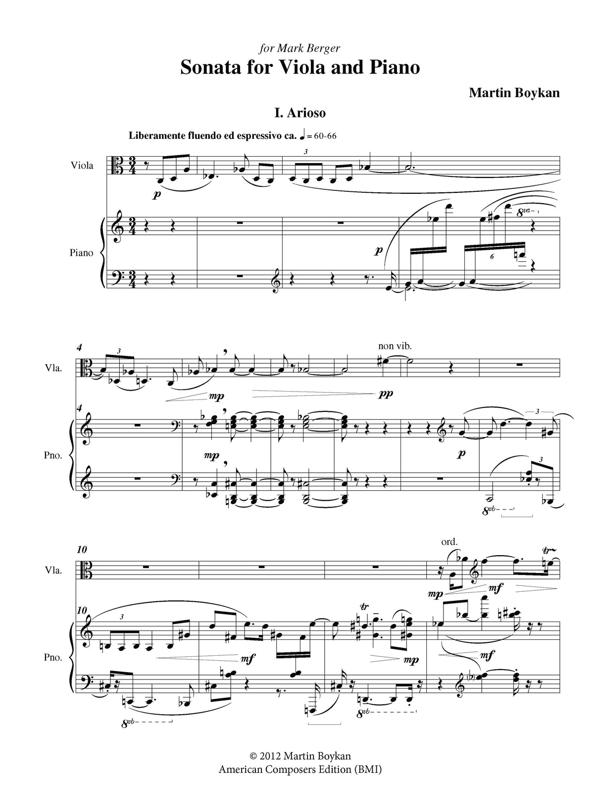 Boykan: Viola Sonata
