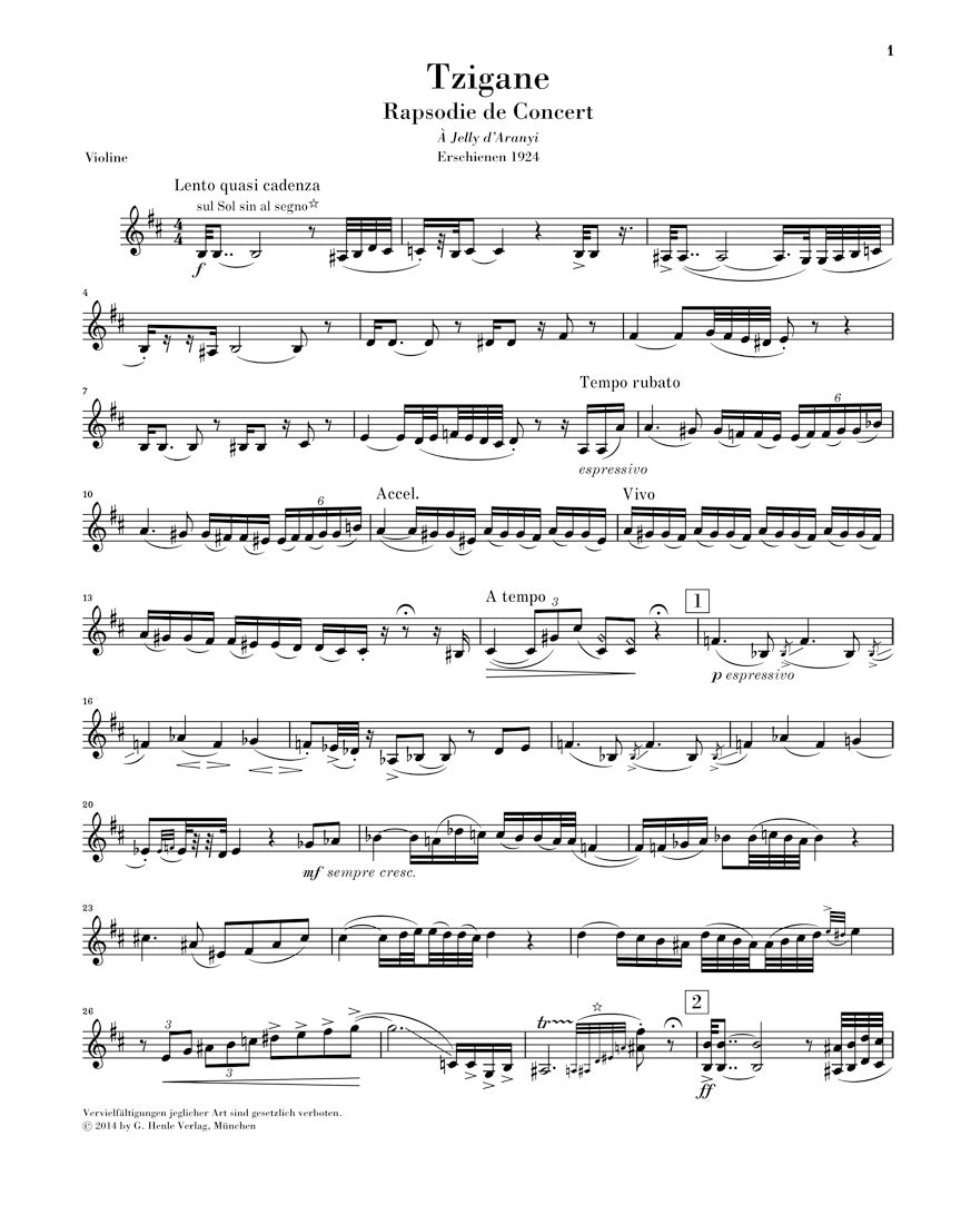 Ravel: Tzigane (Version for Violin & Piano) – Ficks Music