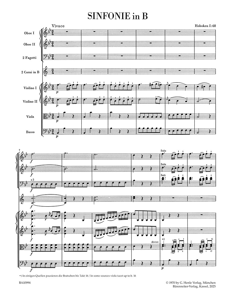 Haydn: Symphony in B-flat Major, Hob. I:68