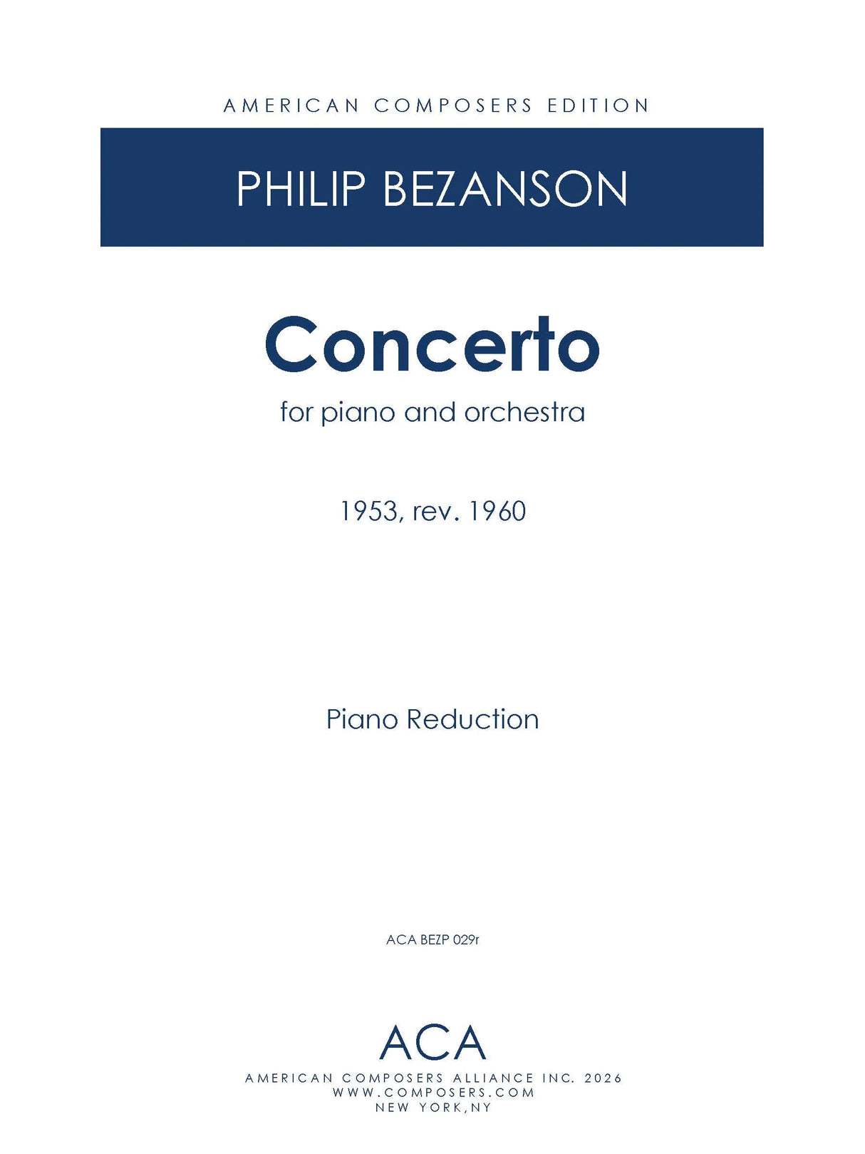 Bezanson: Piano Concerto