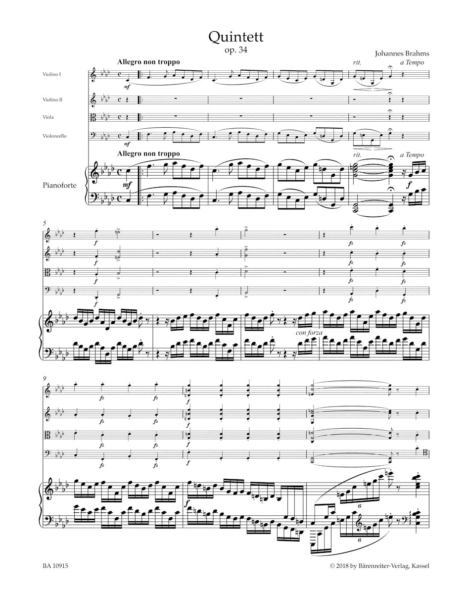 Brahms: Piano Quintet in F Minor, Op. 34 – Ficks Music