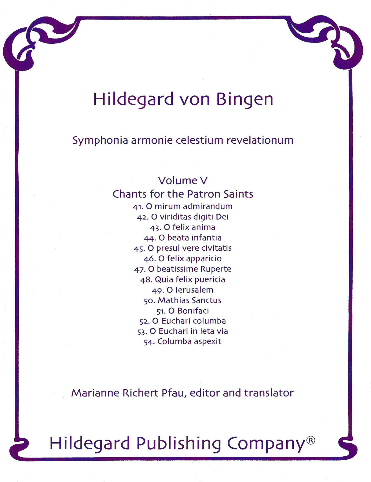 Hildegard: Symphonia armonie celestium revelationum - Volume 5 (Chants for Patron Saints)