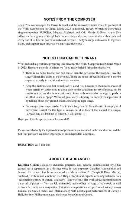 Apple Tree (arr. for SSAA)