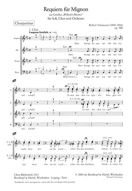 Schumann: Requiem for Mignon, Op. 98b
