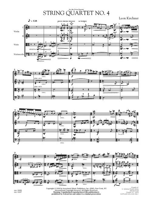 Kirchner: String Quartet No. 4