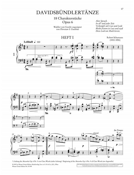 Schumann: Davidsbündlertänze, Op. 6