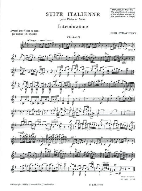 Stravinsky: Suite Italienne (arr. for violin)