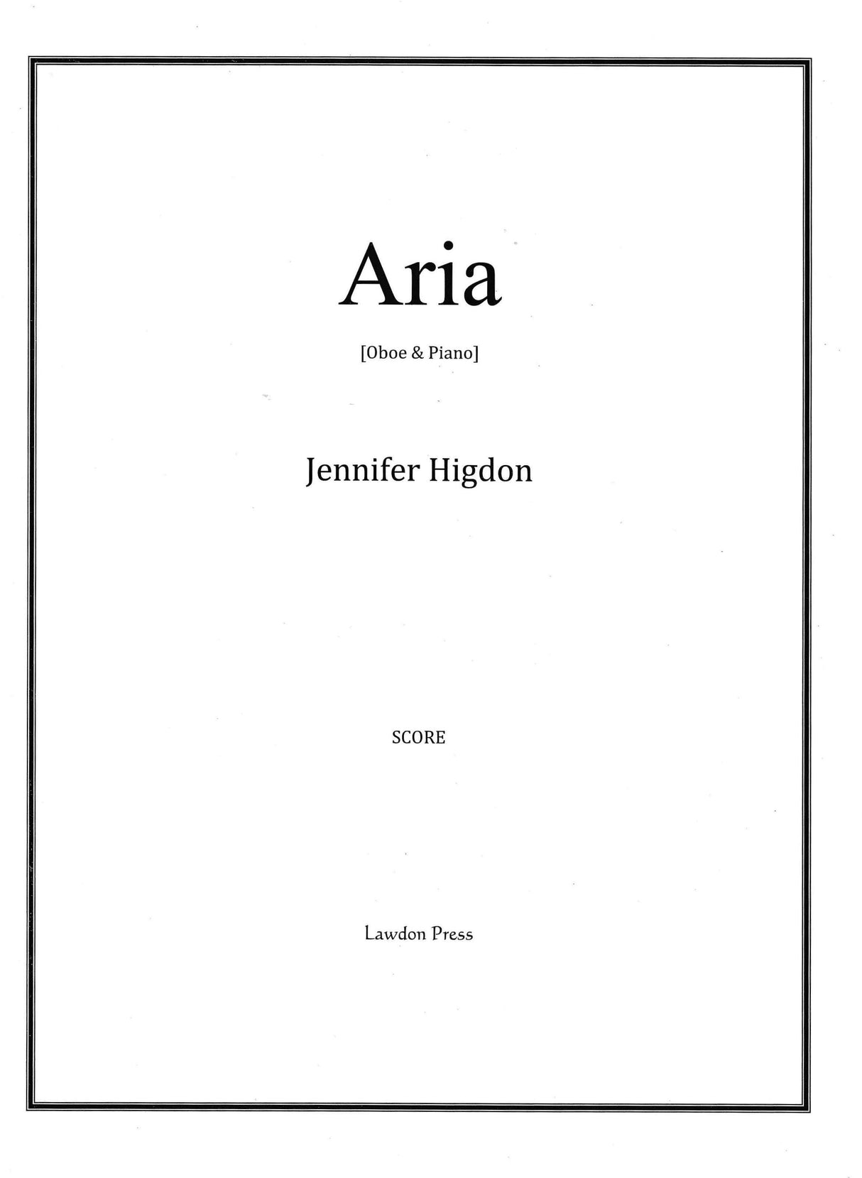 Higdon: Aria (for Oboe and Piano)