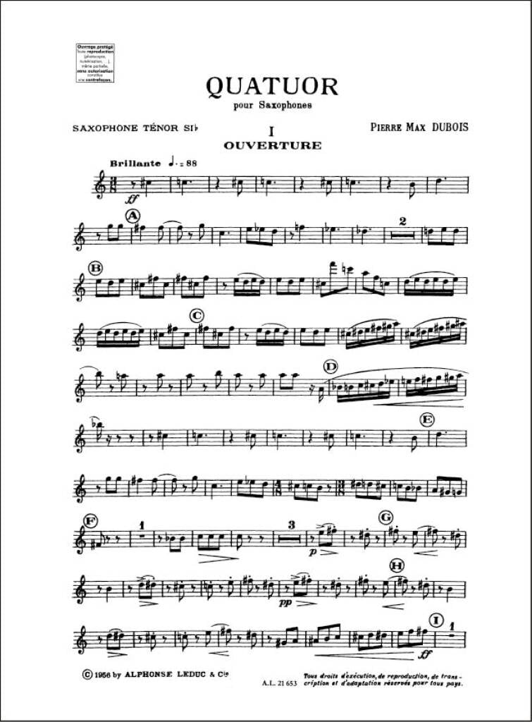 Dubois: Saxophone Quartet – Ficks Music