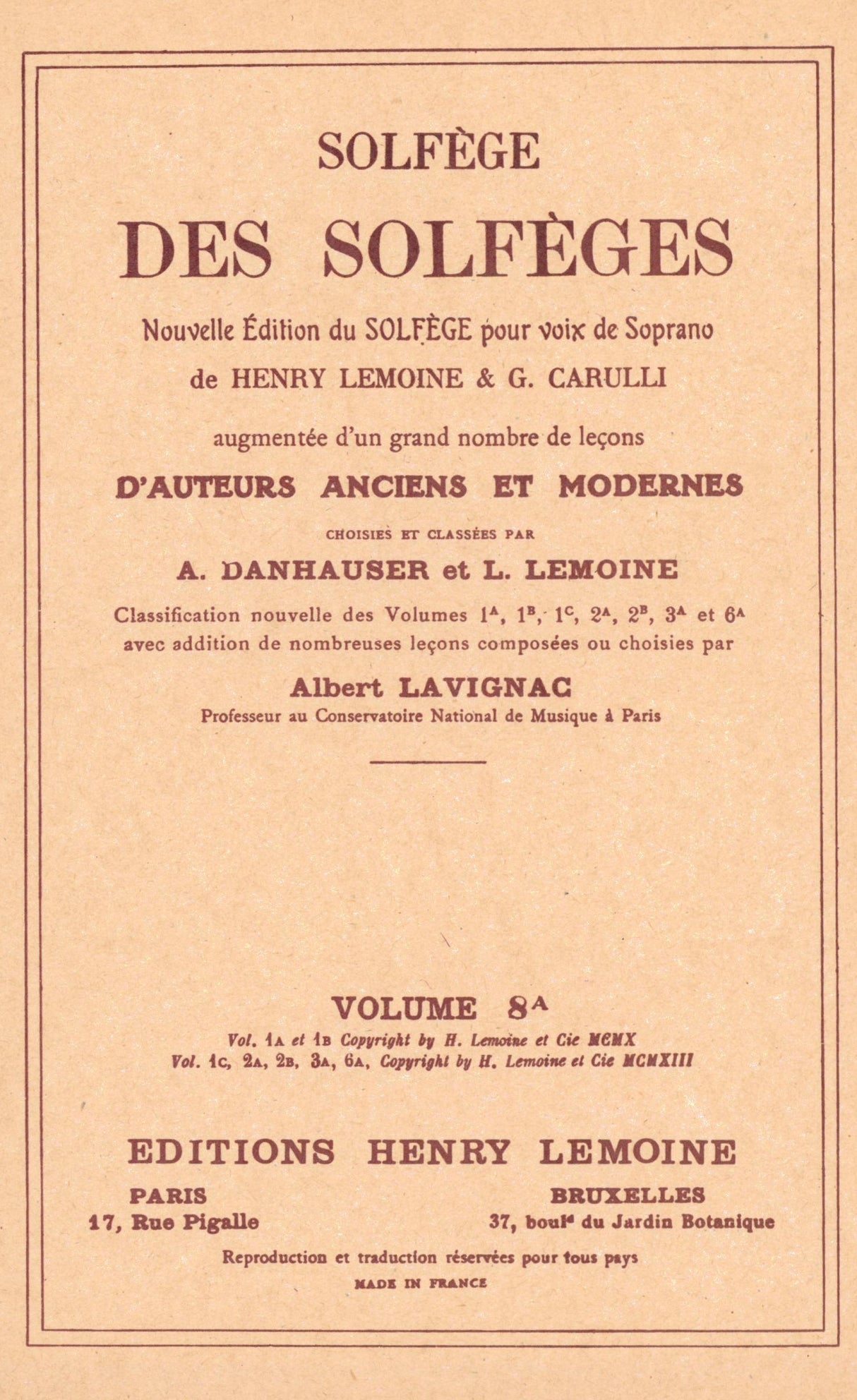 Solfège des Solfèges - Volume 8A