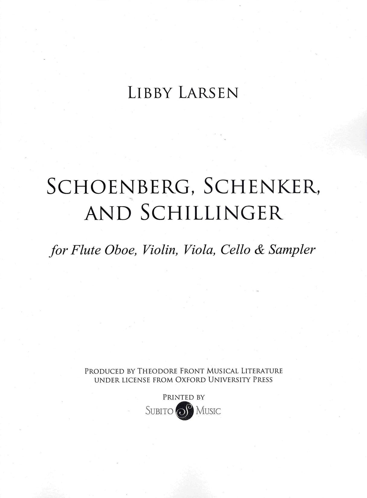Larsen: Schoenberg, Schenker, Schillinger