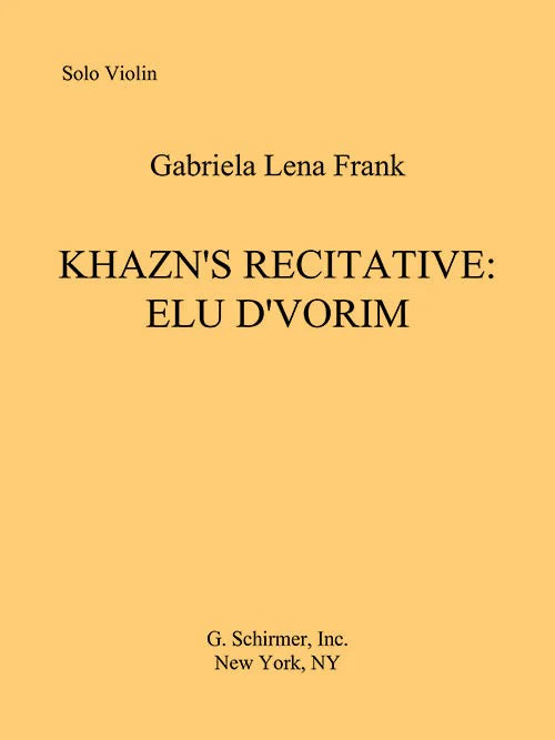 Frank: Khazn's Recitative - Elu D'vorim
