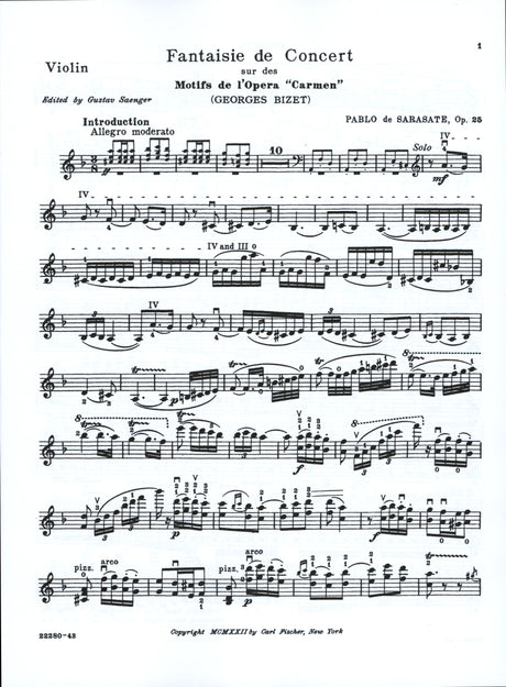 Sarasate: Carmen Concert Fantasy, Op. 25