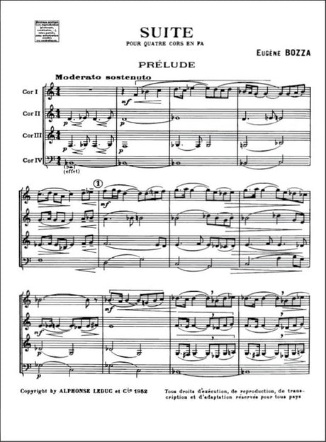 Bozza: Suite for Horn Quartet