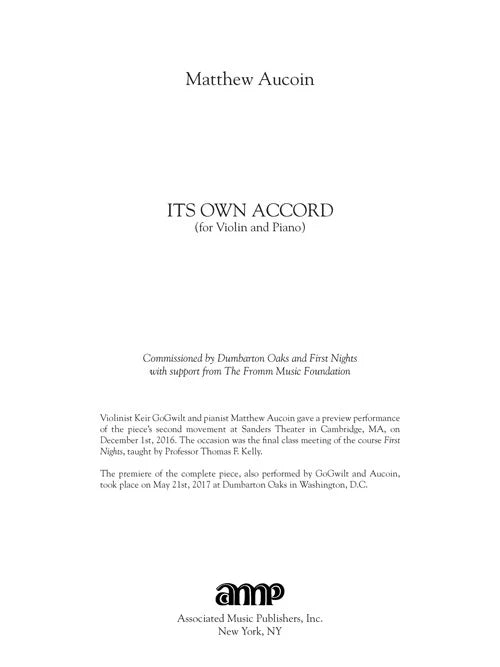 Aucoin: Its Own Accord